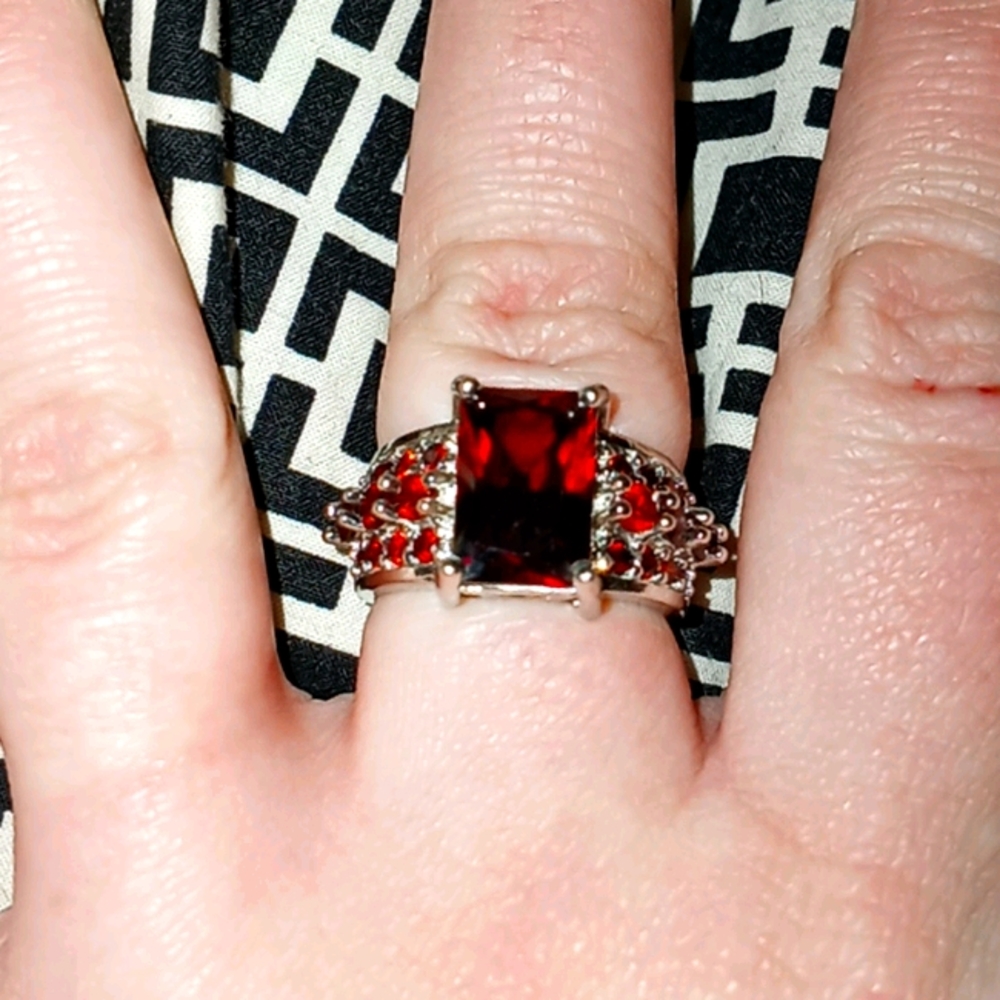Ruby red diamond ring